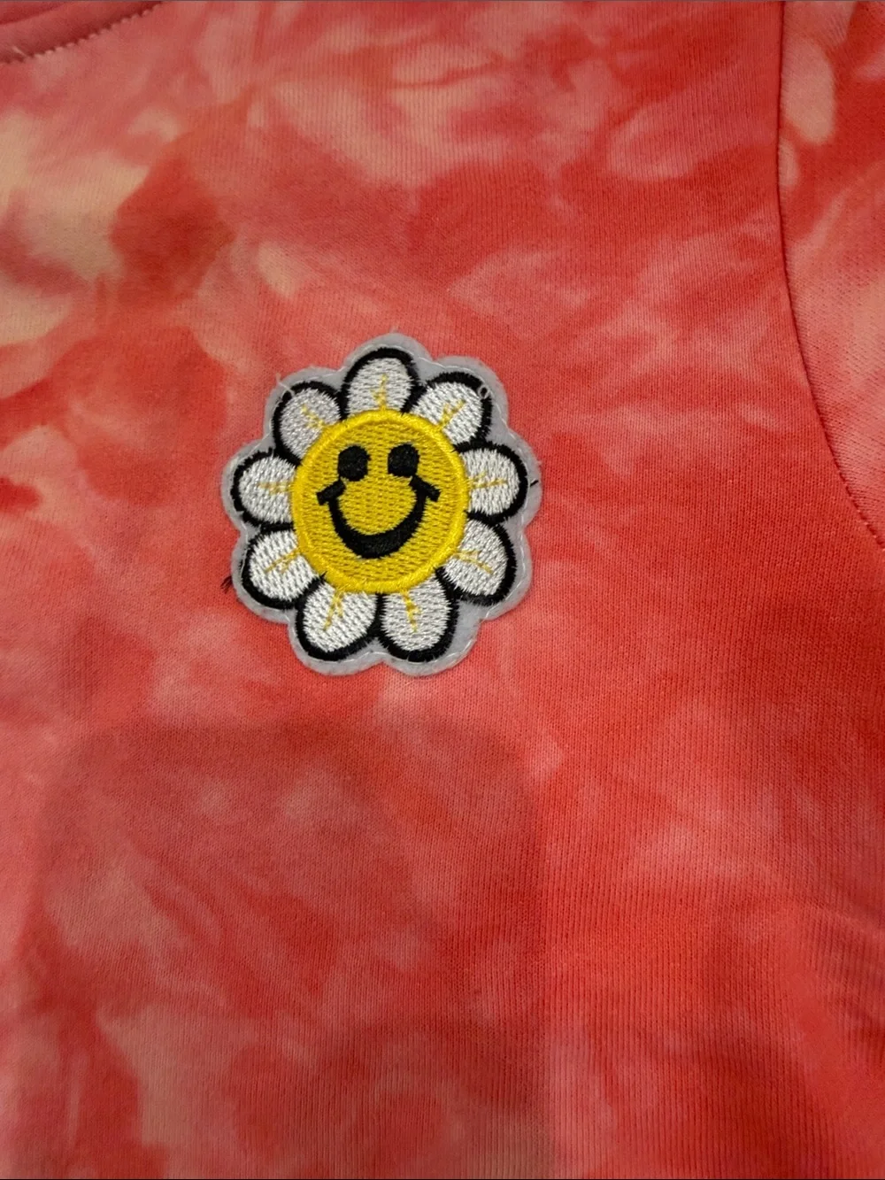 Tie-Dye Coral Kids Short Set with Daisy Patch